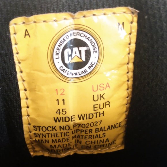 "CAT" Caterpillar Men's Black & Grey Steel Toe Shoes-Size Wide Width 12 - Picture 14 of 16